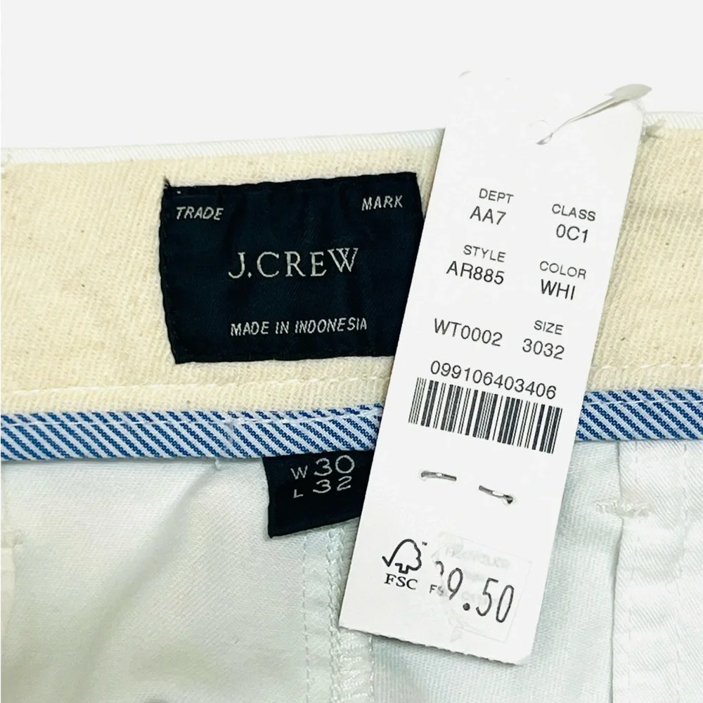 J.Crew 484 Slim-fit stretch chino pant in white size 30x32 NWT